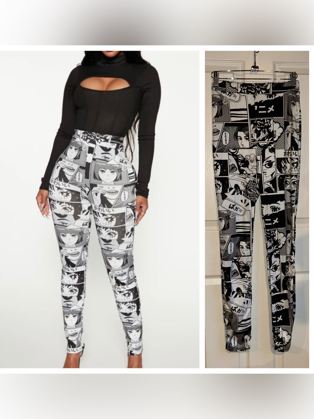 Fashion Nova Paige Print Anime Pop Art Graphic Leggings Sz Small